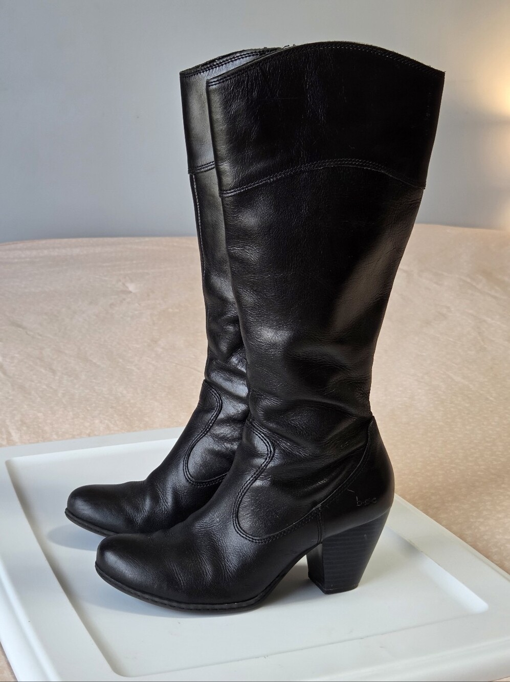 b.o.c. Black Leather Western Inspired Knee High Boots Sz 7.5 🖤 Retro